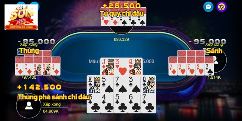 Những trường hợp đặc biệt trong game bài Mậu Binh Sunwin